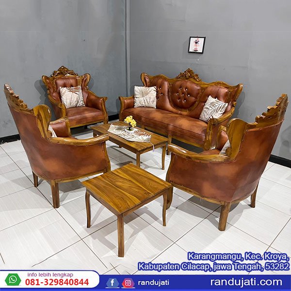 KURSI KAYU JATI KOMBINASI ROMANTIS COKLAT OSCAR